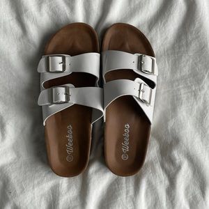 White footbed “Birkenstock” sandals